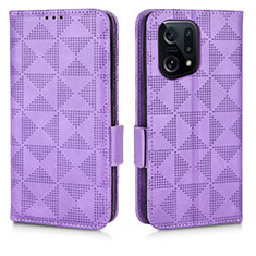 Custodia Portafoglio In Pelle Cover con Supporto C02X per Oppo Find X5 5G Viola