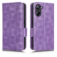 Custodia Portafoglio In Pelle Cover con Supporto C02X per Realme 10 Pro 5G Viola