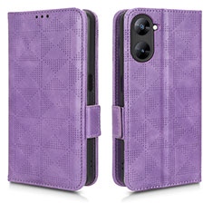 Custodia Portafoglio In Pelle Cover con Supporto C02X per Realme 10S 5G Viola