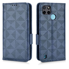 Custodia Portafoglio In Pelle Cover con Supporto C02X per Realme C21Y Blu