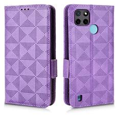 Custodia Portafoglio In Pelle Cover con Supporto C02X per Realme C25Y Viola