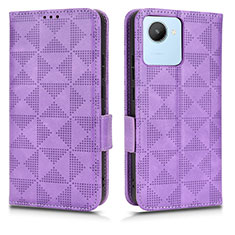 Custodia Portafoglio In Pelle Cover con Supporto C02X per Realme C30 Viola