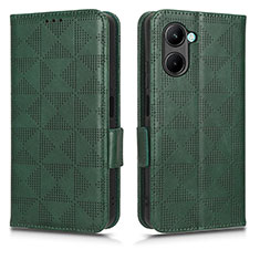 Custodia Portafoglio In Pelle Cover con Supporto C02X per Realme C33 (2023) Verde