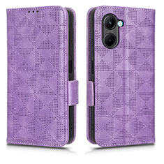 Custodia Portafoglio In Pelle Cover con Supporto C02X per Realme C33 (2023) Viola