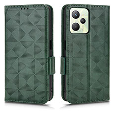 Custodia Portafoglio In Pelle Cover con Supporto C02X per Realme C35 Verde