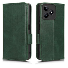 Custodia Portafoglio In Pelle Cover con Supporto C02X per Realme C51 Verde