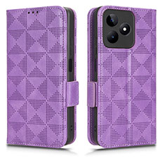 Custodia Portafoglio In Pelle Cover con Supporto C02X per Realme C51 Viola