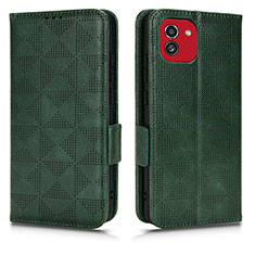 Custodia Portafoglio In Pelle Cover con Supporto C02X per Samsung Galaxy A03 Verde