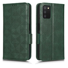 Custodia Portafoglio In Pelle Cover con Supporto C02X per Samsung Galaxy A03s Verde