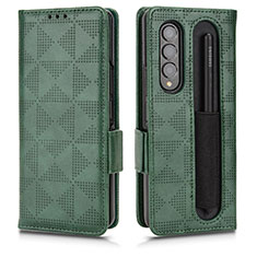 Custodia Portafoglio In Pelle Cover con Supporto C02X per Samsung Galaxy Z Fold4 5G Verde