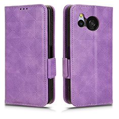 Custodia Portafoglio In Pelle Cover con Supporto C02X per Sharp Aquos Sense8 Viola