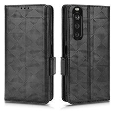 Custodia Portafoglio In Pelle Cover con Supporto C02X per Sony Xperia 1 III Nero