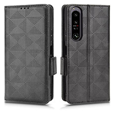 Custodia Portafoglio In Pelle Cover con Supporto C02X per Sony Xperia 1 IV Nero