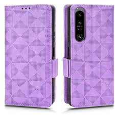 Custodia Portafoglio In Pelle Cover con Supporto C02X per Sony Xperia 1 IV SO-51C Viola