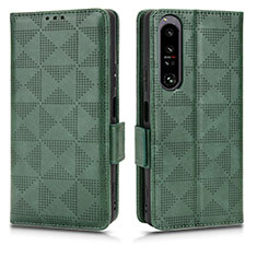 Custodia Portafoglio In Pelle Cover con Supporto C02X per Sony Xperia 1 IV Verde