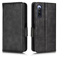 Custodia Portafoglio In Pelle Cover con Supporto C02X per Sony Xperia 10 III Lite Nero