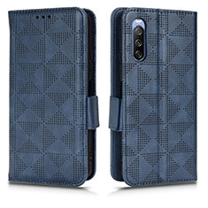 Custodia Portafoglio In Pelle Cover con Supporto C02X per Sony Xperia 10 III SO-52B Blu