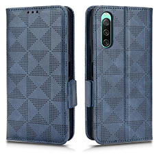 Custodia Portafoglio In Pelle Cover con Supporto C02X per Sony Xperia 10 IV Blu