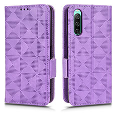 Custodia Portafoglio In Pelle Cover con Supporto C02X per Sony Xperia 10 IV SOG07 Viola