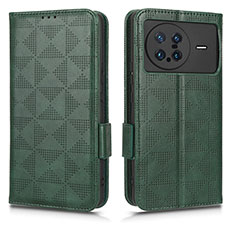 Custodia Portafoglio In Pelle Cover con Supporto C02X per Vivo X Note Verde