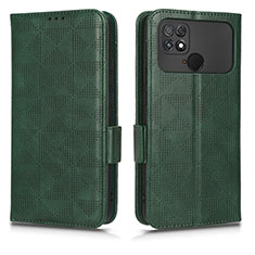 Custodia Portafoglio In Pelle Cover con Supporto C02X per Xiaomi Poco C40 Verde