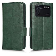 Custodia Portafoglio In Pelle Cover con Supporto C02X per Xiaomi Poco M4 Pro 4G Verde