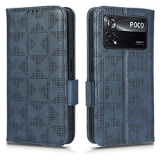 Custodia Portafoglio In Pelle Cover con Supporto C02X per Xiaomi Poco X4 Pro 5G Blu