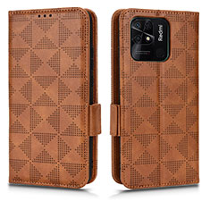 Custodia Portafoglio In Pelle Cover con Supporto C02X per Xiaomi Redmi 10 India Marrone