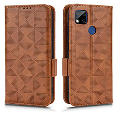 Custodia Portafoglio In Pelle Cover con Supporto C02X per Xiaomi Redmi 9 Activ Marrone