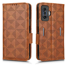 Custodia Portafoglio In Pelle Cover con Supporto C02X per Xiaomi Redmi K50 Gaming 5G Marrone