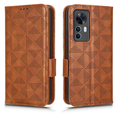 Custodia Portafoglio In Pelle Cover con Supporto C02X per Xiaomi Redmi K50 Ultra 5G Marrone