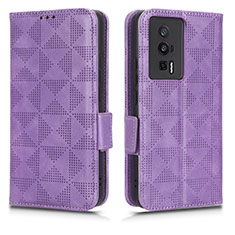 Custodia Portafoglio In Pelle Cover con Supporto C02X per Xiaomi Redmi K60 5G Viola