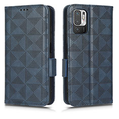 Custodia Portafoglio In Pelle Cover con Supporto C02X per Xiaomi Redmi Note 10 5G Blu