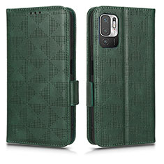 Custodia Portafoglio In Pelle Cover con Supporto C02X per Xiaomi Redmi Note 10 5G Verde