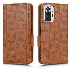 Custodia Portafoglio In Pelle Cover con Supporto C02X per Xiaomi Redmi Note 10 Pro 4G Marrone