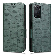 Custodia Portafoglio In Pelle Cover con Supporto C02X per Xiaomi Redmi Note 11 Pro 4G Verde