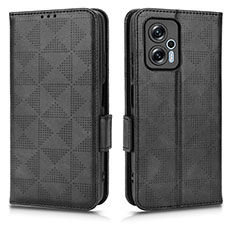 Custodia Portafoglio In Pelle Cover con Supporto C02X per Xiaomi Redmi Note 11T Pro+ Plus 5G Nero