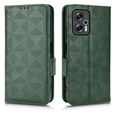 Custodia Portafoglio In Pelle Cover con Supporto C02X per Xiaomi Redmi Note 11T Pro+ Plus 5G Verde