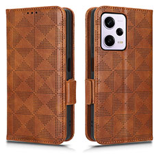 Custodia Portafoglio In Pelle Cover con Supporto C02X per Xiaomi Redmi Note 12 Explorer Marrone