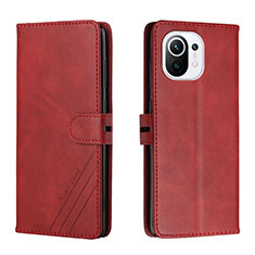 Custodia Portafoglio In Pelle Cover con Supporto C03 per Xiaomi Mi 11 5G Rosso