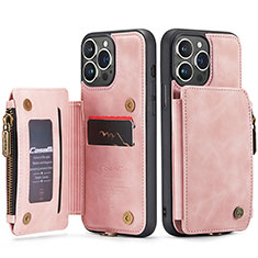 Custodia Portafoglio In Pelle Cover con Supporto C03S per Apple iPhone 16 Pro Max Oro Rosa