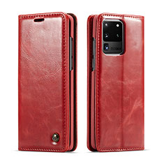 Custodia Portafoglio In Pelle Cover con Supporto C03S per Samsung Galaxy S20 Ultra 5G Rosso