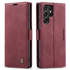 Custodia Portafoglio In Pelle Cover con Supporto C03S per Samsung Galaxy S25 Ultra 5G Rosso Rosa