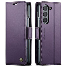 Custodia Portafoglio In Pelle Cover con Supporto C03S per Samsung Galaxy Z Fold5 5G Viola