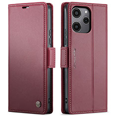 Custodia Portafoglio In Pelle Cover con Supporto C03S per Xiaomi Redmi Note 12R 5G Rosso