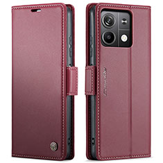 Custodia Portafoglio In Pelle Cover con Supporto C03S per Xiaomi Redmi Note 13 5G Rosso