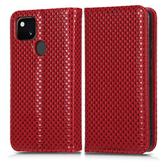 Custodia Portafoglio In Pelle Cover con Supporto C03X per Google Pixel 4a Rosso