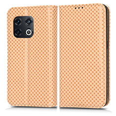 Custodia Portafoglio In Pelle Cover con Supporto C03X per OnePlus 10 Pro 5G Oro