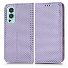 Custodia Portafoglio In Pelle Cover con Supporto C03X per OnePlus Nord 2 5G Viola