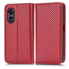 Custodia Portafoglio In Pelle Cover con Supporto C03X per Oppo A78 5G Rosso